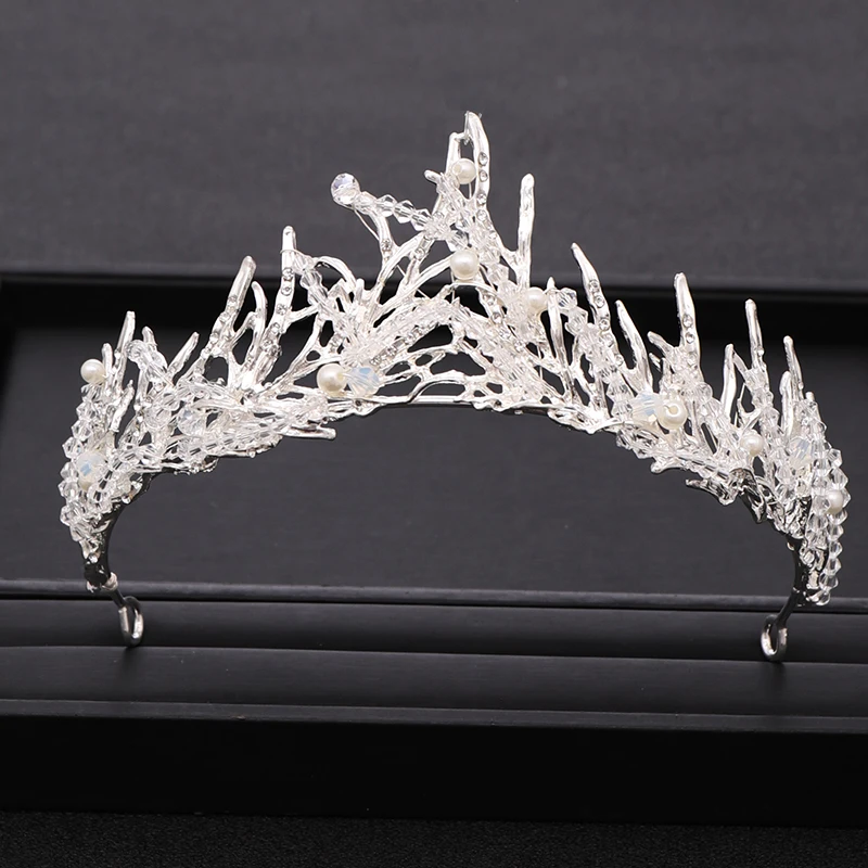 Silver AiliBride тиара Свадебная Корона Свадебные аксессуары для волос роскошная хрустальная Королевская корона в стиле барокко женский подарок для взрослых вечерние украшения для волос - Окраска металла: Silver