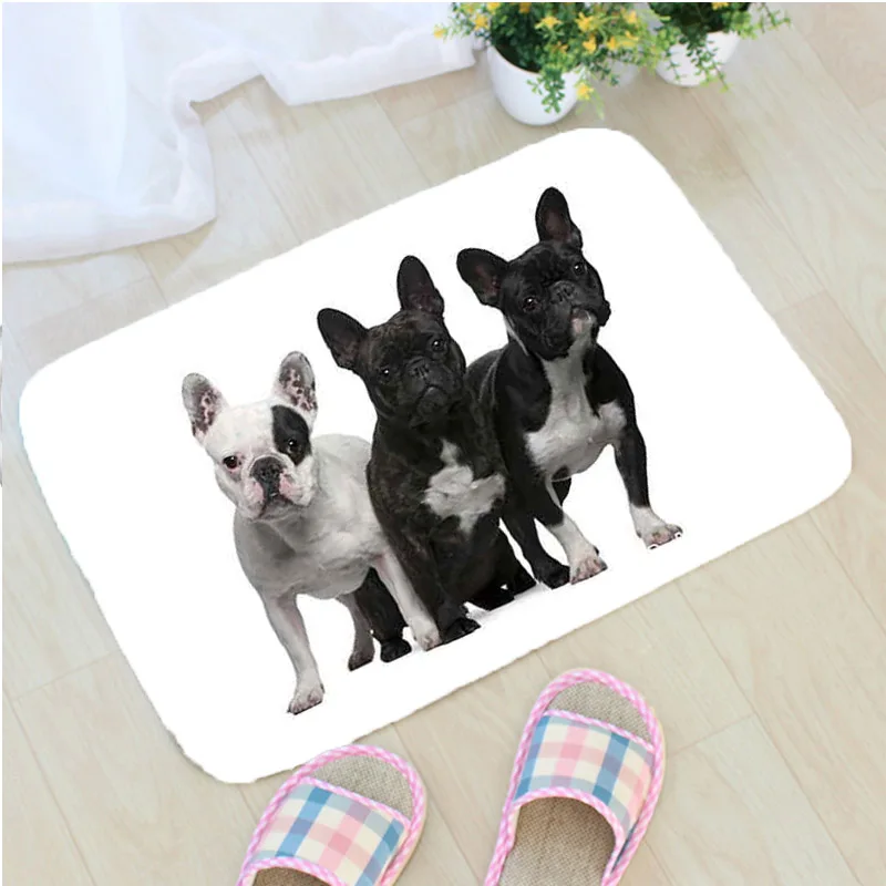 

Creative French Bulldog Door Mat Bulldog Printed Flannel Fabric Floor Mat Cute Dog Home Decor Non-slip Doormat Tapis de porte