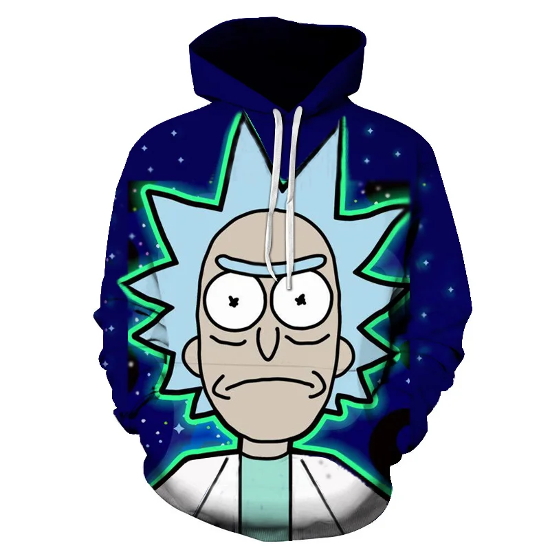  New Custom 3D Sweatshirts Hip Hop Women/Men Hat Funny Print Rick Morty Crazy Scientist Winter Loose