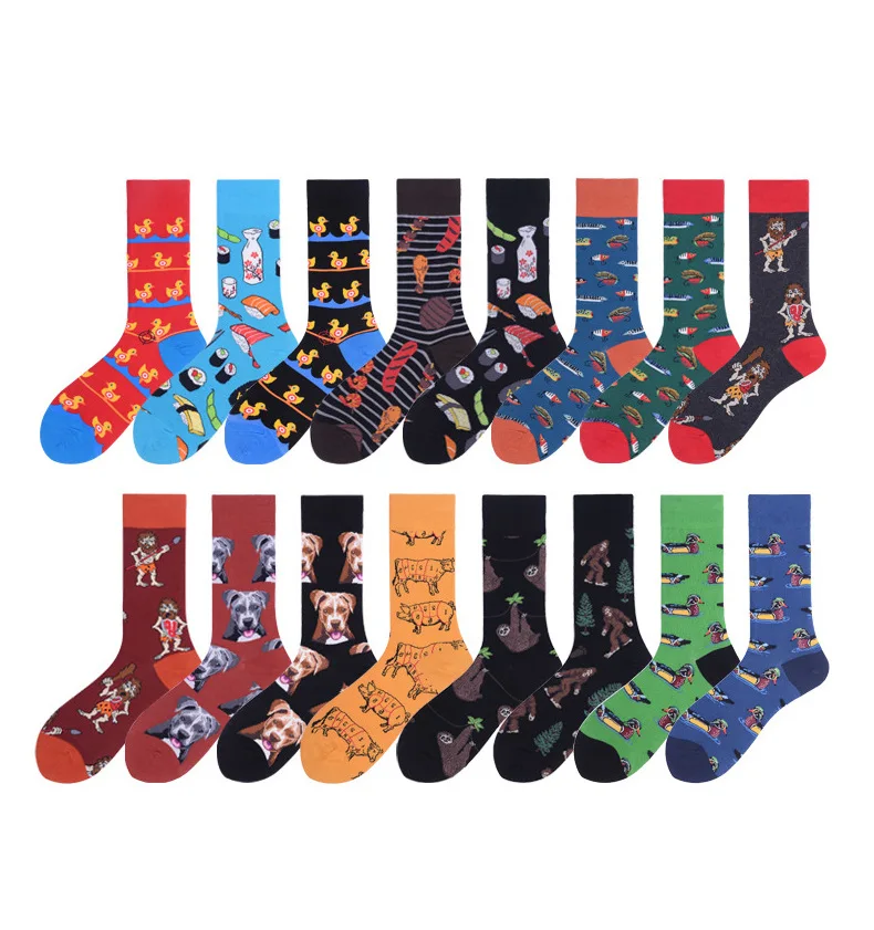 

Spring New Arrived Happy Socks Men Funny Art BritishStyle Streetwear Hip Hop Animals Characters Designer Crew Sock Gift for Men