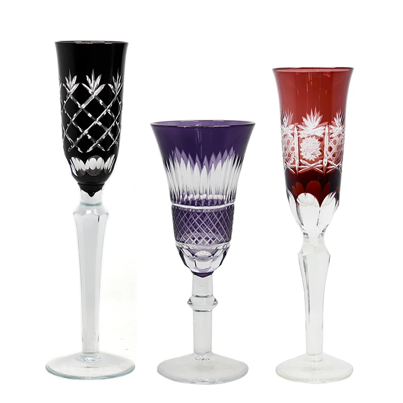 Czech Style Luxury Champagne Flute Glass Goblet Engraving Wine Glasses