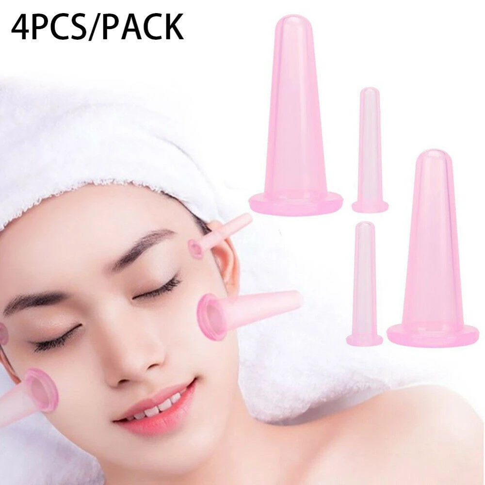 

4 Pcs Massage Vacuum Cupping Set Silicone Cans Anti Cellulite Anti-wrinkle Jars Device Face Massager Cupping Dropshipping