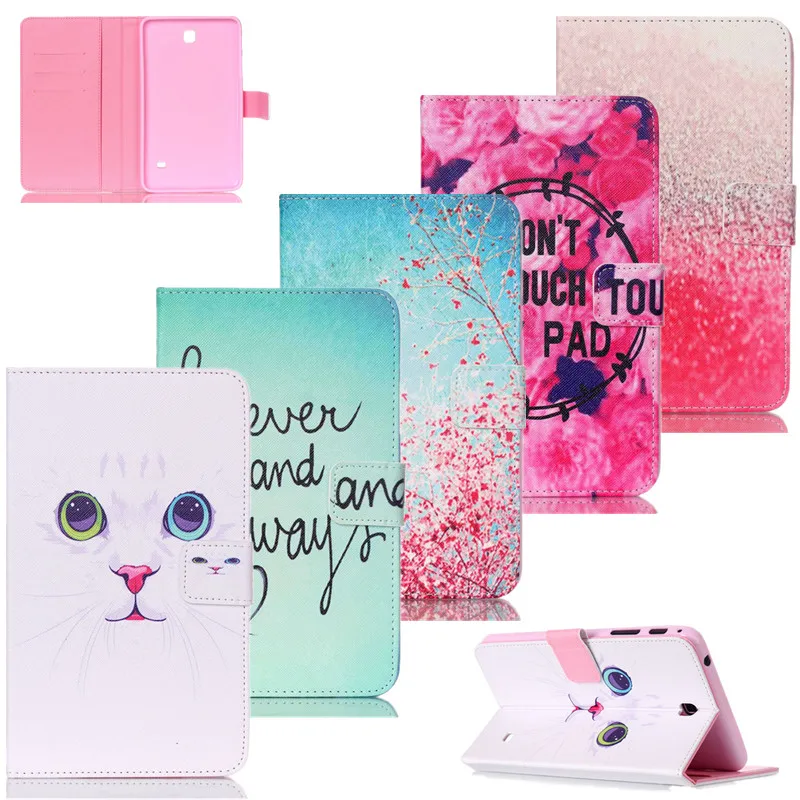Smart Case For Cover Samsung Galaxy Tab 4 7.0 T230 T231T235 Cat Cartoon PU Leather Silicone Tablet Kids w+Screen Protector | Компьютеры и