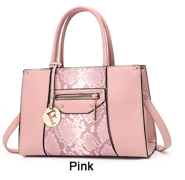 Piler роскошная женская сумка из змеиной кожи, сумки Аллигатор, Дизайнерская кожаная сумка-тоут, элегантные сумки на плечо из искусственной кожи, женская сумка-мессенджер - Цвет: Розовый