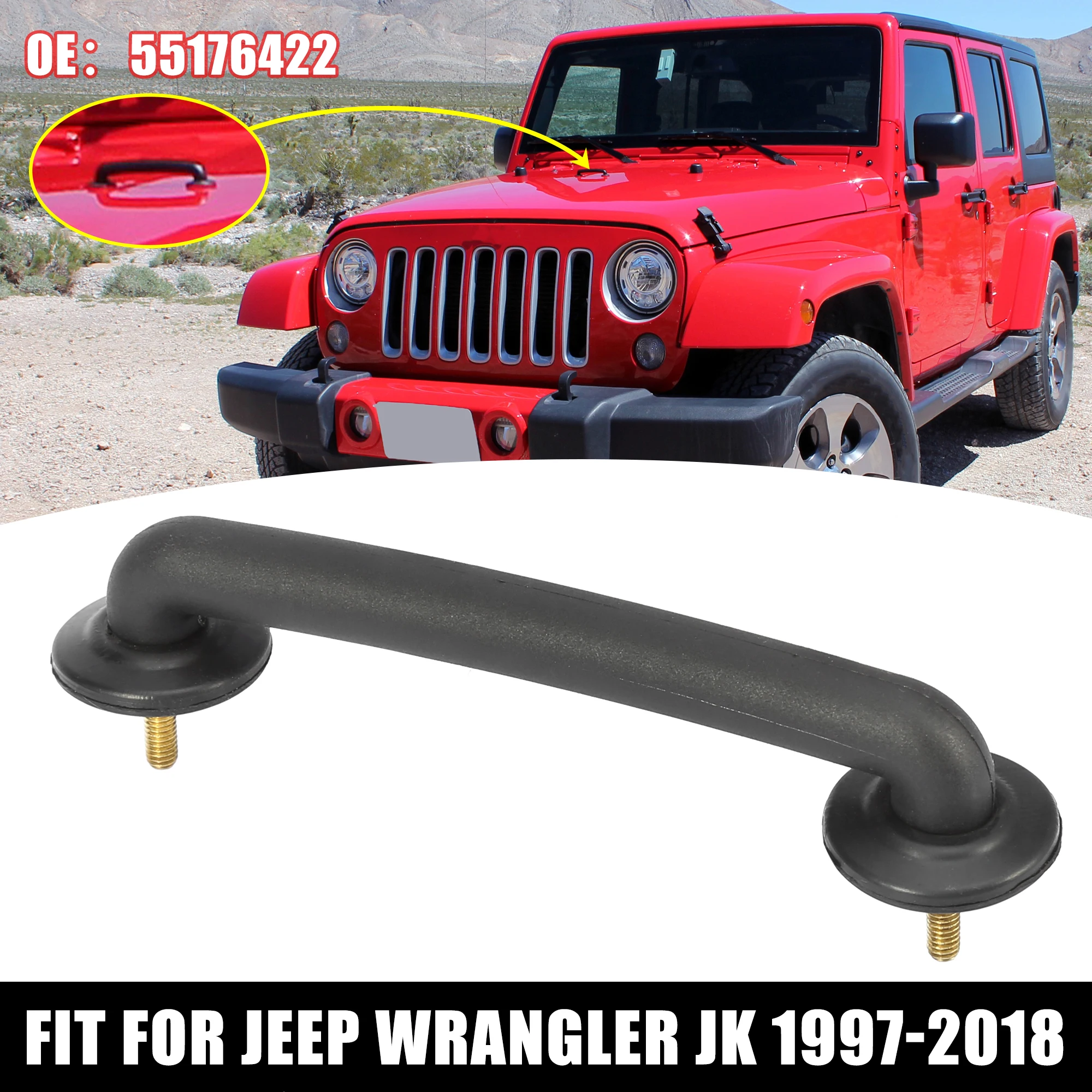 Fit for Jeep Wrangler JK 1997-2018 Hold Down Bracket Strap Hood Windshield 