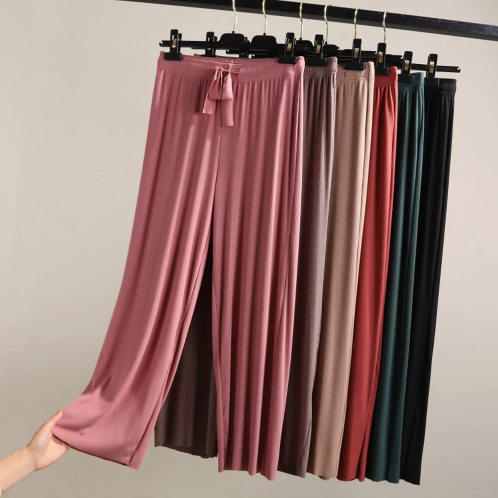 

Fdfklak Women's Summer Pants Sleeping Trousers 2020 New Modal Loose Pajama Bottom Loungeware Pink Pyjama Pants For Women