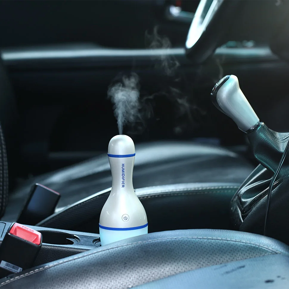 Usb Air Humidifier Ultrasonic Aroma Essential Oil Diffuser 150Ml Colorful Bowling Humidifier Vehicle Car Aromatherapy