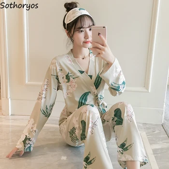 

Pajama Sets Women Autumn Winter New Fashion Long Sleeve Lacing Womens Pijamas Korean Style Simple Casual Ulzzang Home Clothes