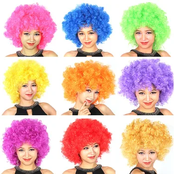 

Free shipping clown wig caps Fans explosive head wig dance bar wedding party dress performance props Funny fluffy wig