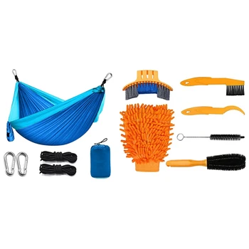 

Newest 6 Pcs Bike Bicycle Clean Brush Kit,Cleaning Tools & 1 Set Camping Hammock Parachute Cloth 260 X 140cm