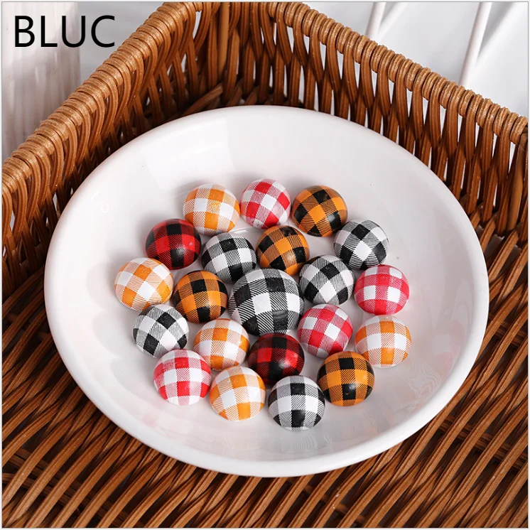 50Pcs Wooden Colorful Grid And Stripes Semicircle Beads DIY Natural Wood Beaded Environmentally Jewelry Baby Toys Accessories