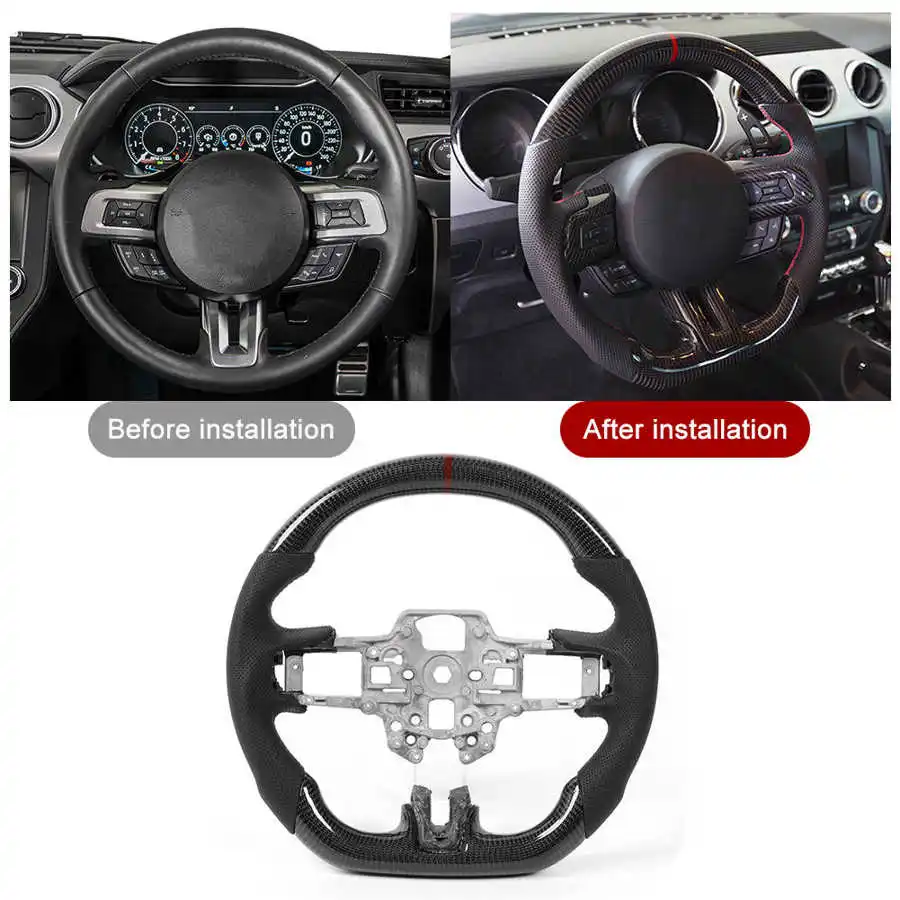 Carbon Fiber Steering Wheel Preforated Leather Stitching 2019 2020 Fit