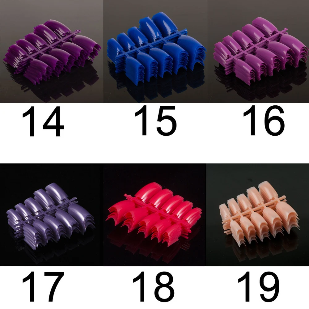 100pc / много акриловые французский ложные советы ногтей цветные подсказки ногтя