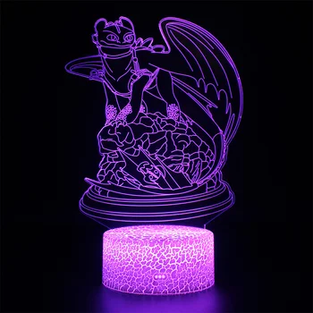 

Dragon Toothless Lamps Illusion Touch 3d Projection Lamp Nightlight Night Fury Kids Led Sleep Light How to train your dragon 2