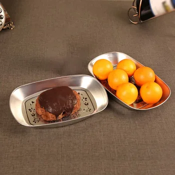

1Pc European-style Retro Embossing Tin Storage Fruits Plate Kitchen Dried Vegetables Tray Candy Snack Storage Holder Bowl New*