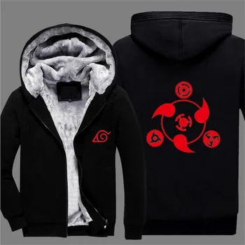 

New winter coat anime surrounding sweater Naruto write round eyes luminous men plus velvet thick warm jacket6XL