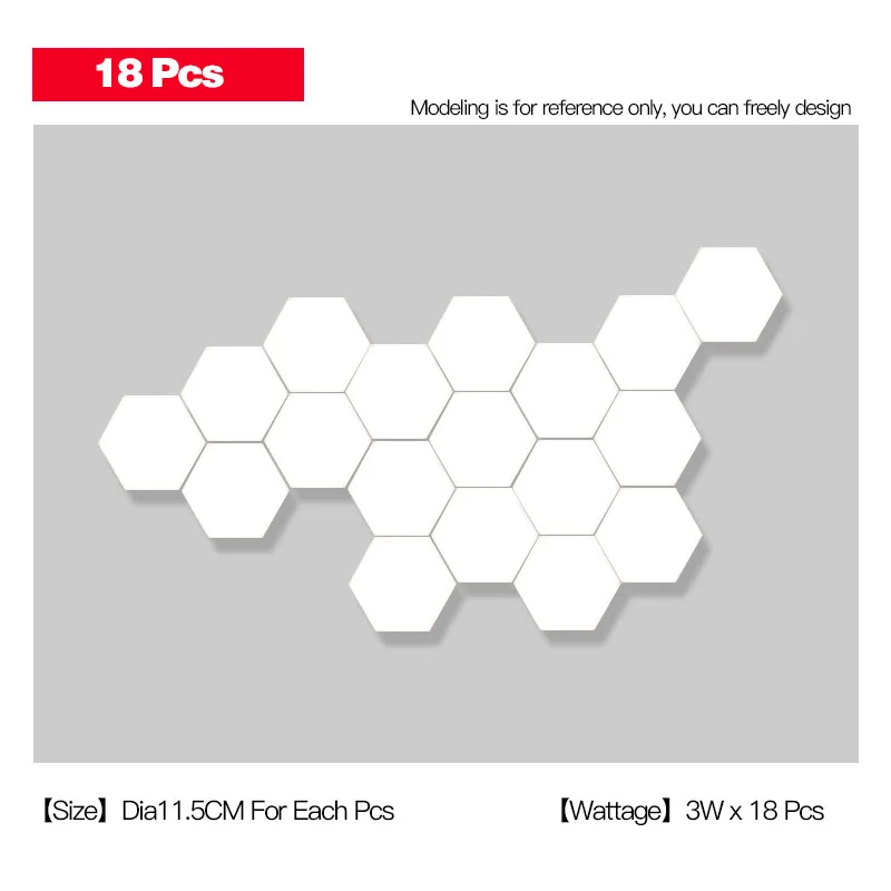 Fss Квантовая лампа светодиодный модульный сенсорный светильник сенсорный настенный светильник шестиугольная Магнитная плитка ночной Светильник s настенный прикроватный бра - Цвет абажура: 18 Tiles Bundle Pack