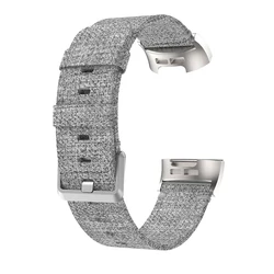 Woven Canvas Fabric Smart Bracelet Strap - Durable Replacement Wristband - Fitbit Charge5 6 (C)