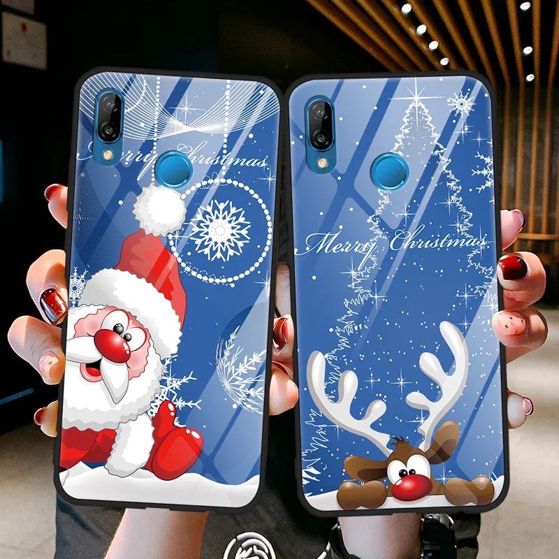 

Merry Christmas Tempered Glass Cases For Huawei Mate 30 Lite 20 X 10 9 Pro Lite P30 P20 Pro Lite P20 Lite 2019 Santa Claus Cover