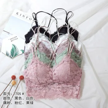 

Quality Summer Seamless Girl Sexy Lace Floral Tube Tops Tank Tops Bras Lace Girls Intimate Lingerie Female Push Up Bra For Women