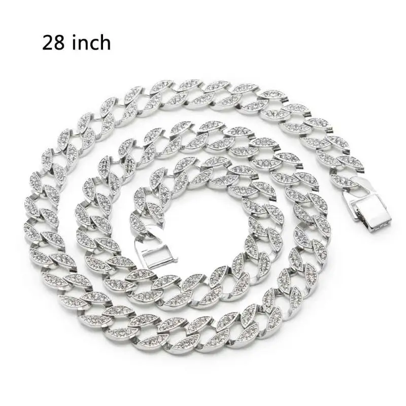 Silver 28 Хип-хоп ювелирные изделия Iced CZ звено цепи ожерелье браслет для мужчин Панк ювелирные изделия - Окраска металла: Silver 28