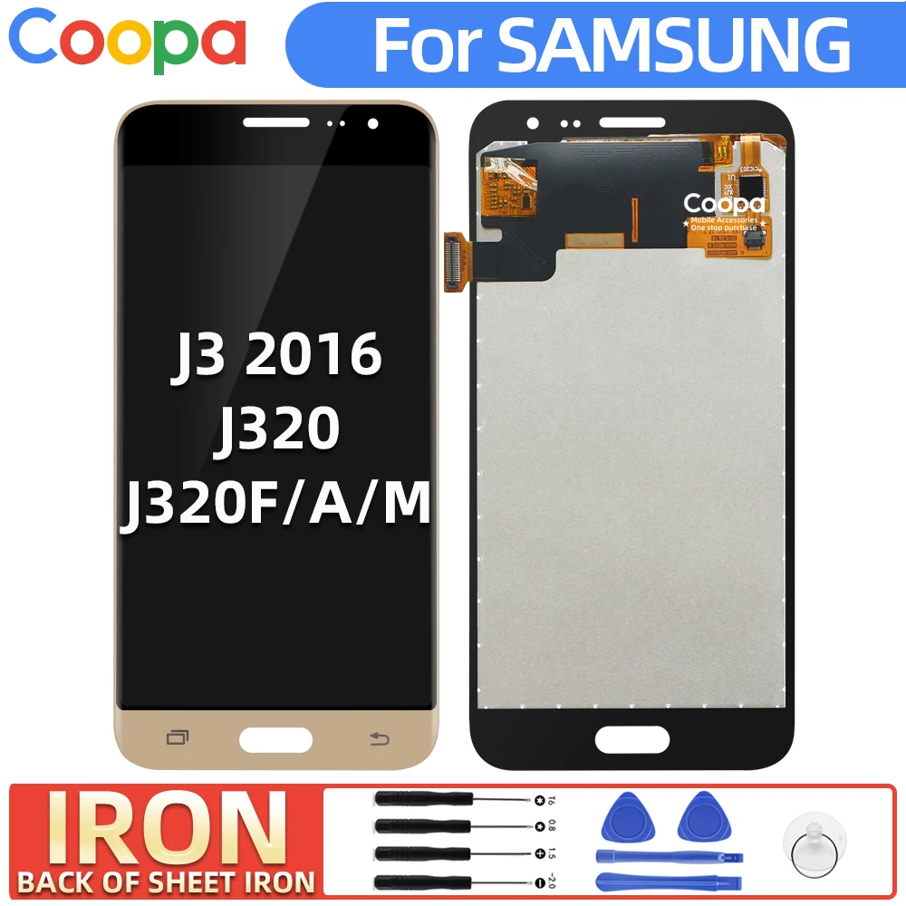 

IRON LCD Screen For Samsung Galaxy J3 2016 J320 J320F J320M LCD Display Touch Screen Digitizer Assembl Replacement Thin 5.0inch