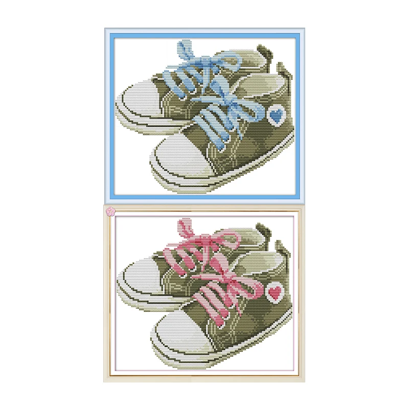 

New Arrival Joy Sunday Cross Stitch Kits Baby Shoes DIY Needlework Sets 11CT 14CT DMS Cross Stitch Pattern Embroidery Needlework
