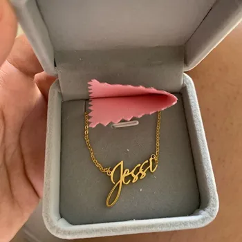 

Fashion Personalized Scriptina font Name Pendant Necklace For Women Gold Custom Any Name Chain Choker Stainless Steel Jewelry