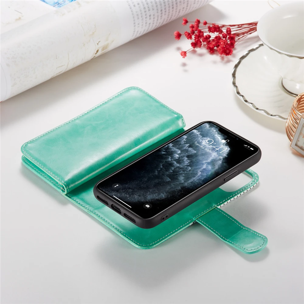 iPhone 11 白绿撞色皮套 (7)