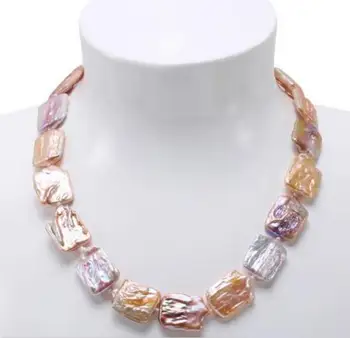 

Jewelry Free Shipping 16.5x25-17x25mm Light Lavender Baroque Pearl Necklace