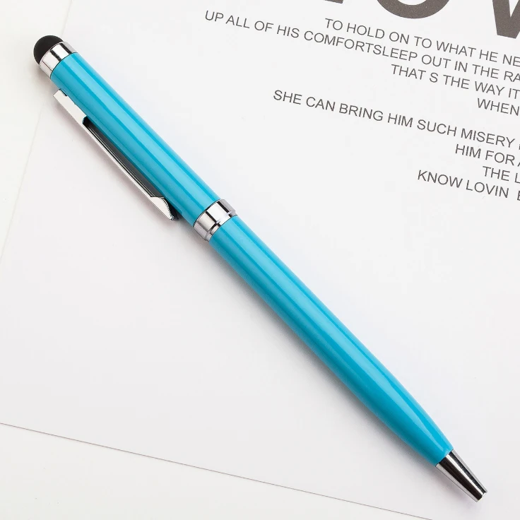 Sky Blue 100 шт Персонализированные Выгравированные металлические ручки, подарок на свадьбу, сувениры, бизнес, детский душ, для крещения, школы, логотип, емкостный сенсорный - Цвет: Sky Blue