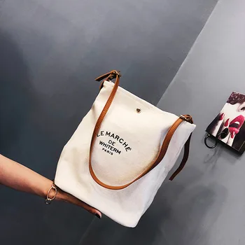 

2019 Women Casual Handbags Shoulder Bags Environment Friendly Portable Letter Pattern Student Bags Shopping Bag