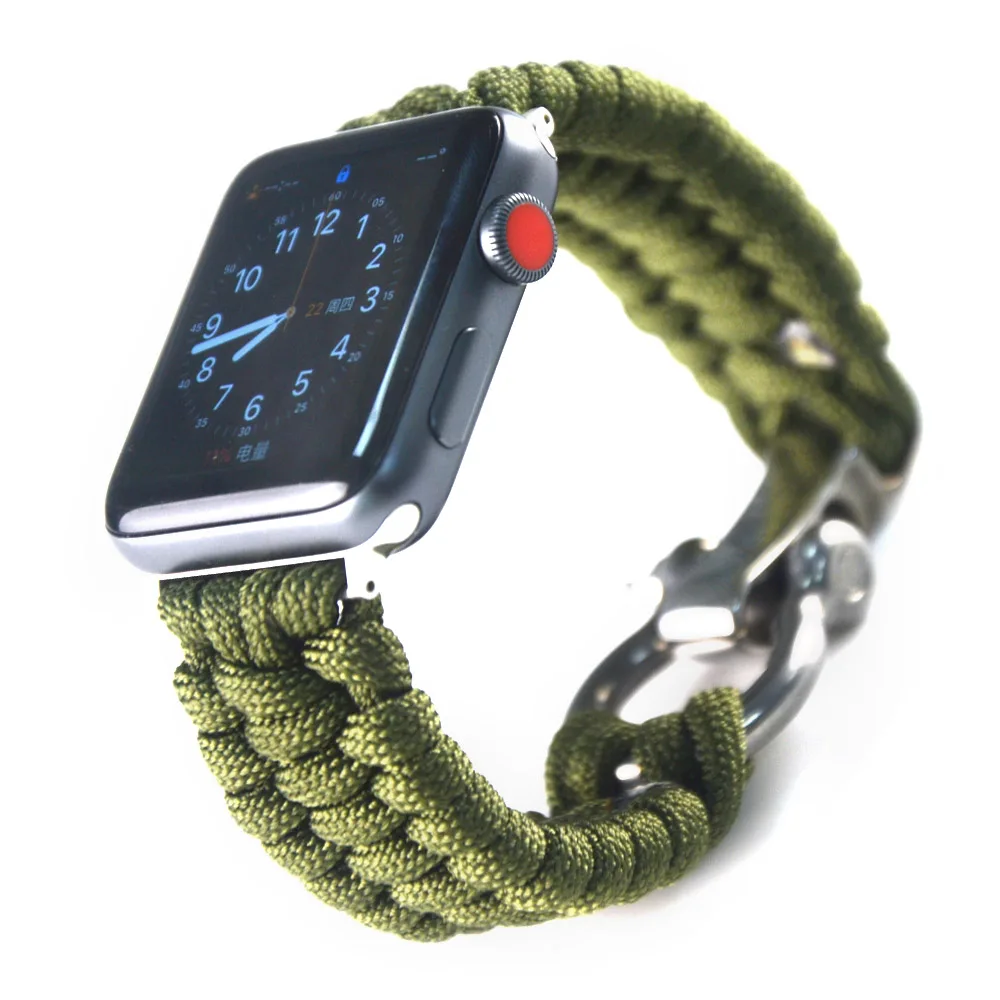 Серия 5 4 3 2 1 нейлоновый веревочный ремешок для Apple Watch band 38 мм 40 мм браслет для выживания paracord для iwatch Band 42 мм 44 мм