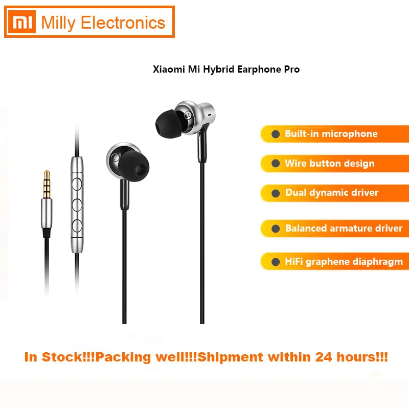 Оригинальные наушники Xiaomi Mi Hybrid Pro HD с микрофоном и шумоподавлением гарнитура для