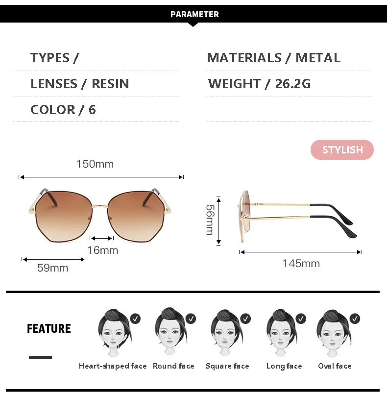 fashion sunglasses 2021 Brand Designer Sunglasses For Women Fashion Polygon  Metal Frame Sun glasses Luxury Vintage Female Eyewear UV400 Oculos big black sunglasses