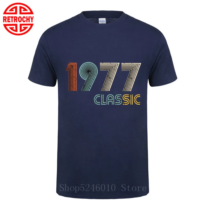 

Unique Retro Brand Tshirt 1977 Classic 42 Years old Birthday T-shirt Men Streetwear Clothing Short Sleeve Cotton Tee Shirt Homme