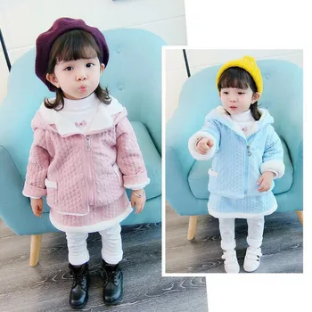 

Newborn baby girl fashion suit autumn and winter new girls air cotton suit baby girl plus velvet padded skirt suit