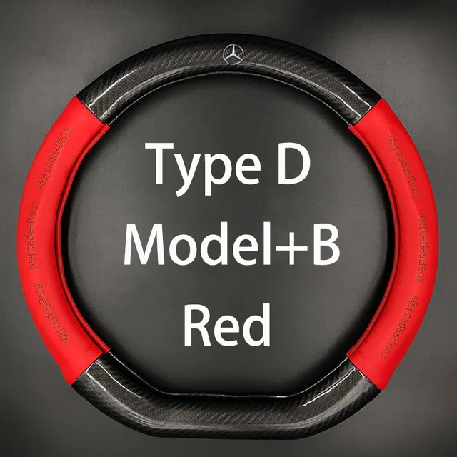 Carbon Fiber Cow Leather Car Steering Wheel Cover Accessories Fit Mercedes Benz ClassA W176 W169 B W245 C W205 W204 W203 C300 TypeD Model B Red