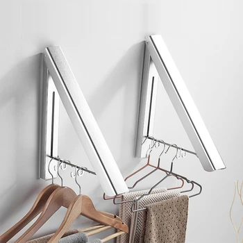 

New Invisible Clothes Hanger Folding Drying Rack Portable Retractable Space Towel Drying Coat Hanger Holder 2Pcs