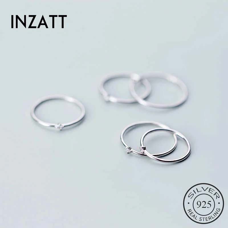 Real 925 Sterling Silver Zircon Geometric Ring For Fashion Women Party Cute Fine Jewelry Minimalist Accessories Gift SOFTPIG silver ring,silver rings