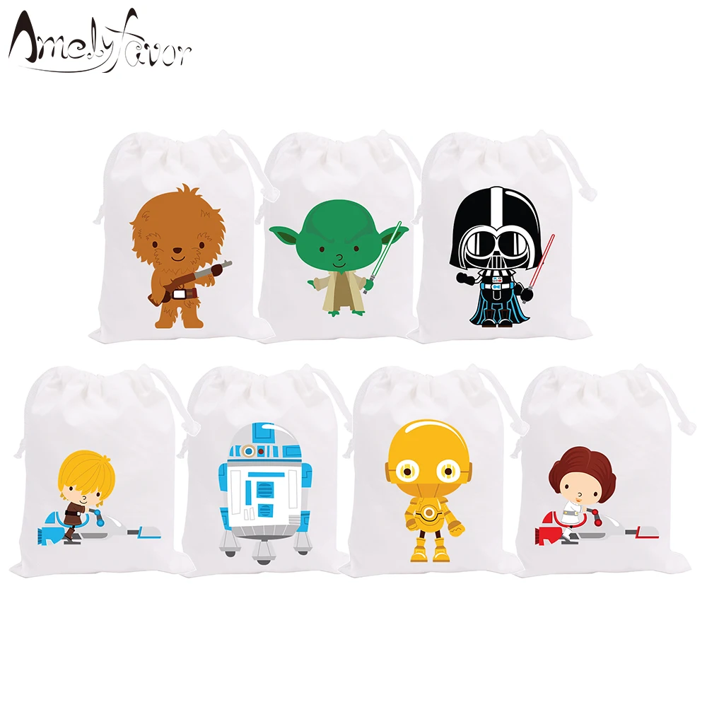 

Wars Theme Party Bags Candy Bags Gift Bags Cute Star 7 PCS Decorations Baby Shower Event Birthday Party Container Supplies