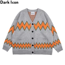 Темный значок геометрический кардиган свитер для мужчин и женщин винтажный свитер для мужчин зимний мужской свитер