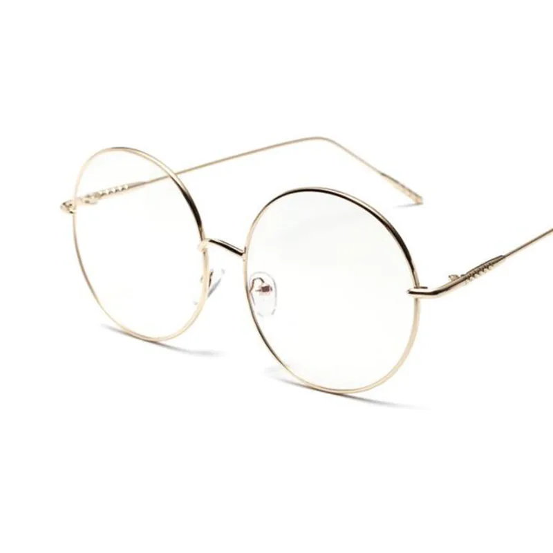 Большие прозрачные круглые очки, серебристая металлическая оправа, винтажные сексуальные круглые очки, брендовые дизайнерские Огромные большие очки ботаника для женщин
