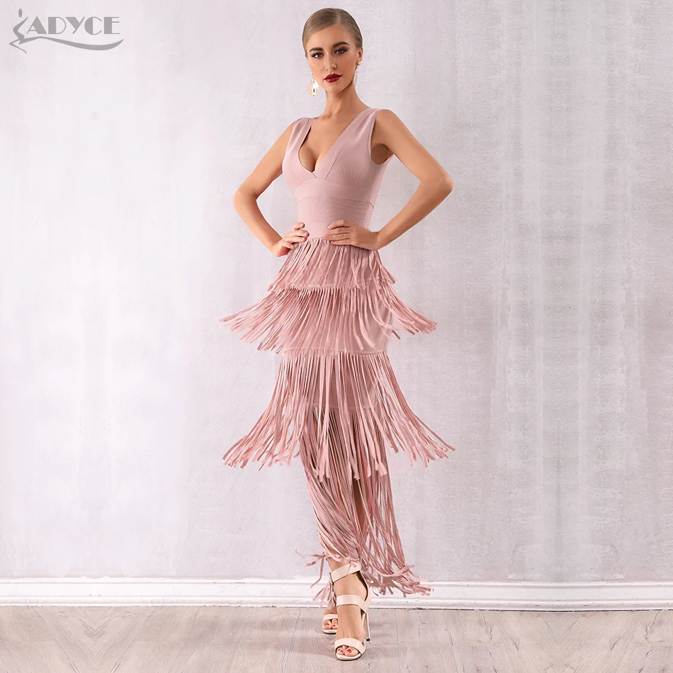 Фото Adyce 2021 Новое летнее женское Бандажное платье с открытой бахромой Vestidos Макси Adyce 2021 Новое летнее женское Бандажное платье с открытой бахромой Vestidos Макси