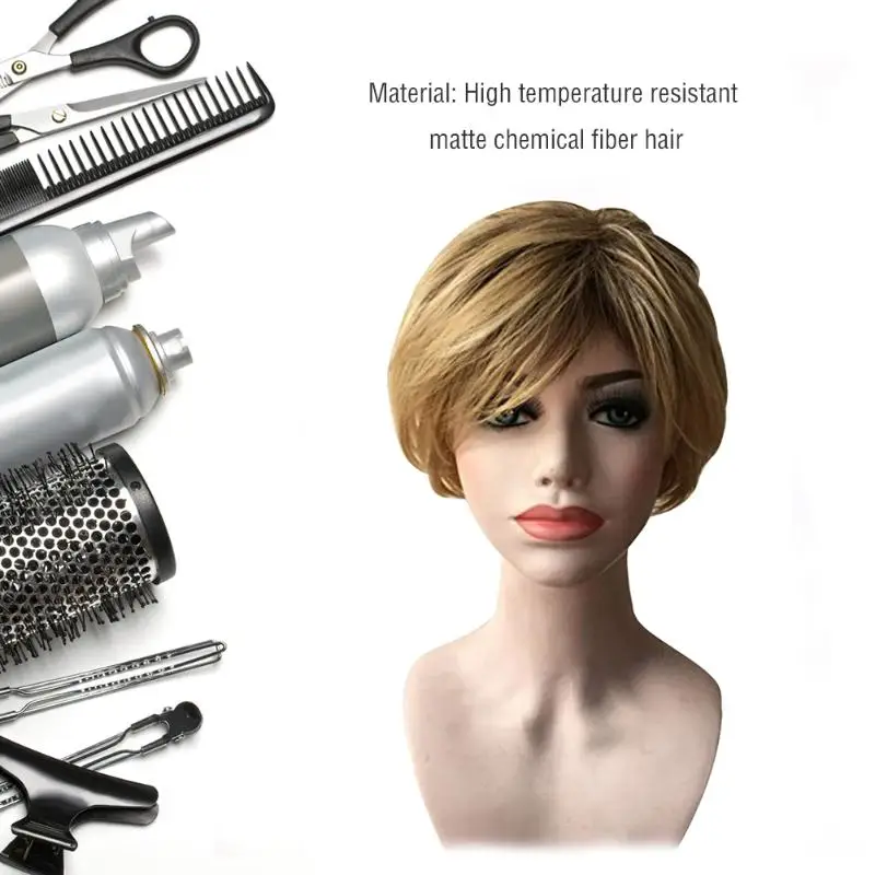 Короткие парики из натуральных волос на кружеве, косплей, блонд, прямые волосы, Термостойкое волокно, Женские синтетические волосы
