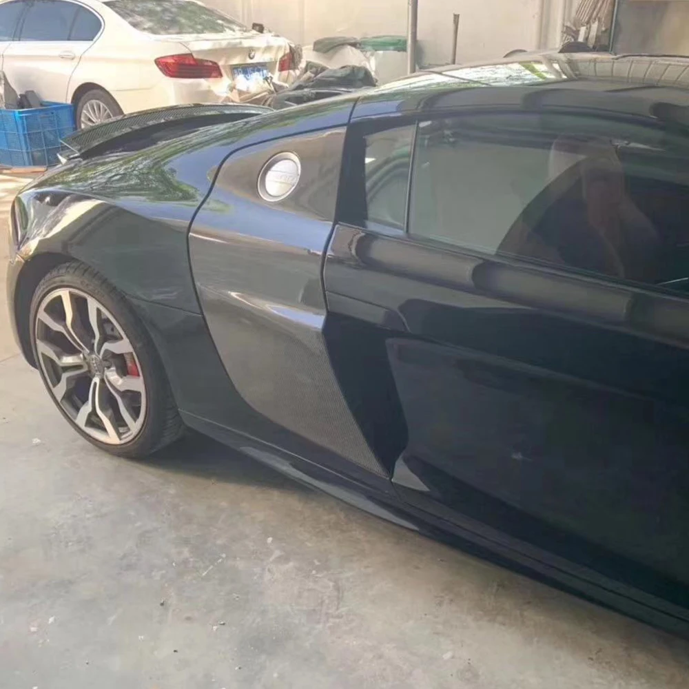 R8 углеродное волокно боковой двери лезвия Крылья вспышки для Audi R8 V8 V10 2 двери 2008