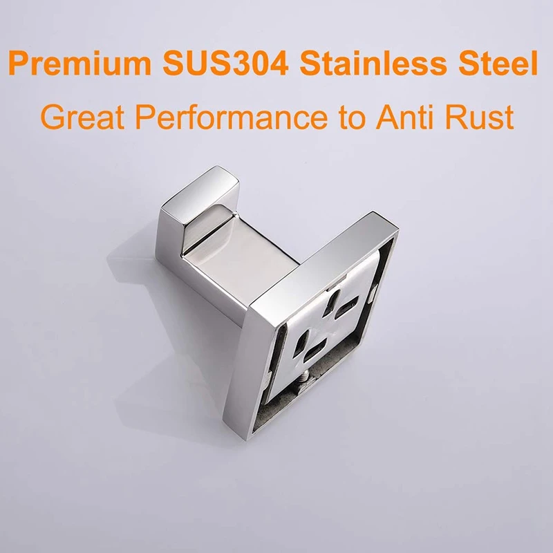 Bath Towel Hook SUS 304 Stainless Steel Square Clothes Towel Coat Robe Hook Cabinet Closet Door Sponges Hanger for Bath Kitchen