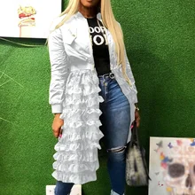 

2021 New Fashion Women Mid-length Mesh Lace White Jacket Solid Long Sleeve Slim Zipper Round Neck Autumn Female Top Indoor Style