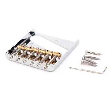 

Musiclily Pro 54mm Guitar Bridge Assembly with 6 Brass Saddles for Tele Style, Chrome