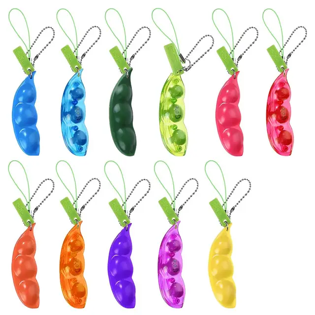 Fidget Toys Squeeze Peas Beans & Peanuts Anti Stress Edamame Keychain Squishy Soybean  Funny Stress Reliever for Children Gift 5